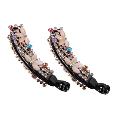 LALADEFIEE 2stücke Haarklammern Banane Mit Strass Rutschfeste Haarclips Für Frauen Für Pferdeschwänze Und Vielseitige Frisuren Elegantes Design Leicht Und Komfortabel von LALADEFIEE