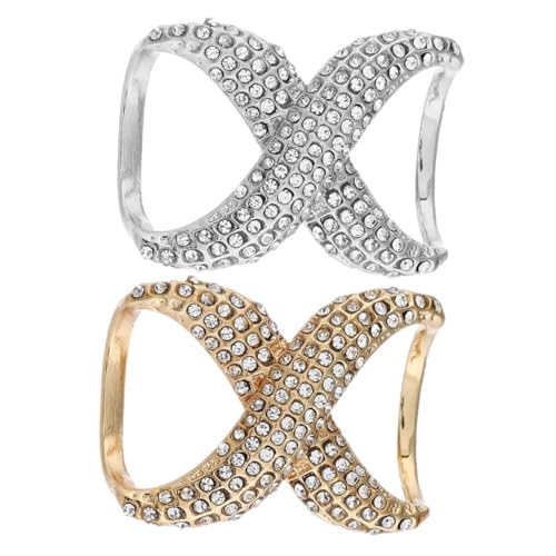 LALADEFIEE 2stücke Strass Schal Ringe Mit Schnallen Für Damen Kleidung Schmuck Strass Schal Ringe Mit Schnallen Für Damen Kleidung Schmuck von LALADEFIEE