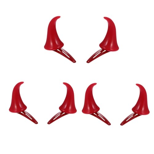 LALADEFIEE 3 Paare Halloween Haarspangen Rote Ochsenhörner Haarschmuck Frauen Kostüm Party Zubehör für Karneval und Bühnenauftritte von LALADEFIEE