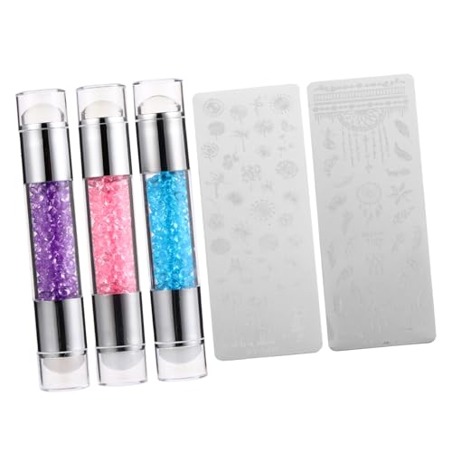 LALADEFIEE 3 Sätze Teiliges Nagel Stempel Doppelkopf Silikon Nail Art Stamper Manicure Kit mit Schablonen für DIY Nageldesign French Nails Geeignet von LALADEFIEE