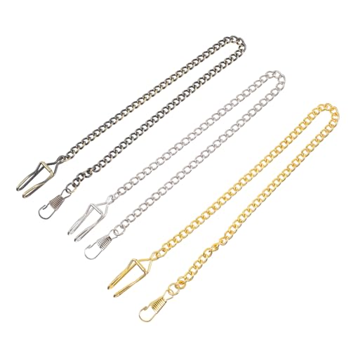 LALADEFIEE 3 Stück Antike Taschenuhrketten Metall Vintage Uhrenketten für Herren Silber Retro Design Praktische Uhrenkette für Jeans und Taschenuhren von LALADEFIEE
