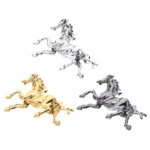 LALADEFIEE 3 Stück Chinesische Pferde-broschen Vintage Anstecknadeln mit Tiermotiv Metall Schmuck für Damen Herren Modische Accessoires für Kleidung Rucksäcke Hüte Glückssymbol von LALADEFIEE
