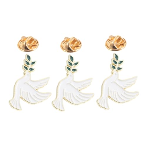 LALADEFIEE 3 Stück Friedens-tauben Broschen aus Metall Stilvolle Anstecknadeln mit Olivenzweig Vielseitige Tier-broschen für Kleidung Rucksack und Hemd Schicke Schmuckpins als von LALADEFIEE