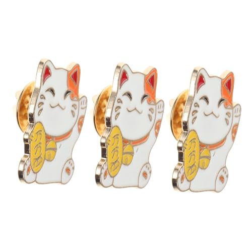 LALADEFIEE 3 Stück Japanische Glückskatze Broschen Cartoon-anstecker Kawaii Katzen Pins für Kleidung Rucksäcke Hüte Vielseitig Einsetzbar Niedliche Tierdekoration von LALADEFIEE