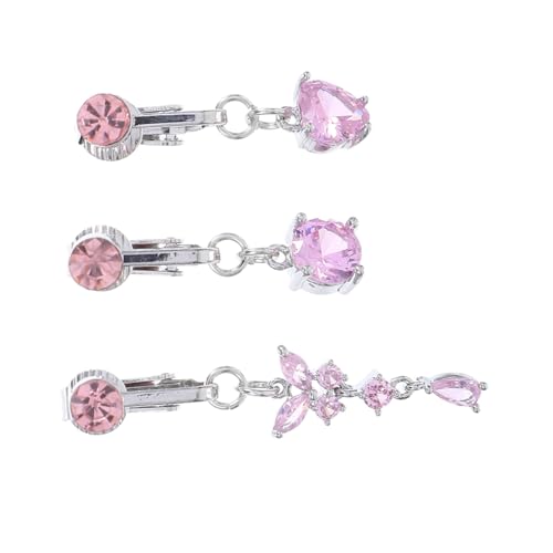 LALADEFIEE 3 Stück Simulierte Bauchnabelringe Frauen mit Schmetterling Herz und Rundem Design Schmerzfrei ohne Piercing mit Funkelnden Zirkonsteinen Modisch für Hochzeit Strand und Party von LALADEFIEE