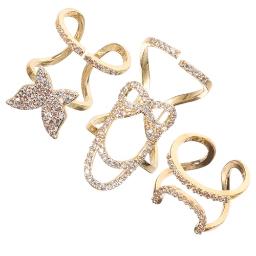 LALADEFIEE 3 Stück Teiliges Nail Ring mit Zirkonia Strasssteinen Verstellbare Fingernagelringe für Damen Modischer Nagelschmuck für Hochzeit Party und Alltag Komfortabel und Vielseitig von LALADEFIEE