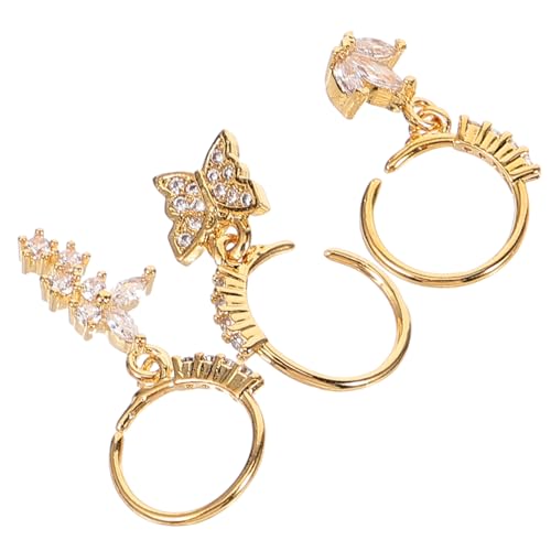 LALADEFIEE 3 Stück Teiliges Nasenpiercing mit Schmetterling und Perle Hautfreundliche Nasenstecker für Damen Glitzernde Strass Nasenringe in Modisches Piercing Schmuck für Besondere Anlässe von LALADEFIEE