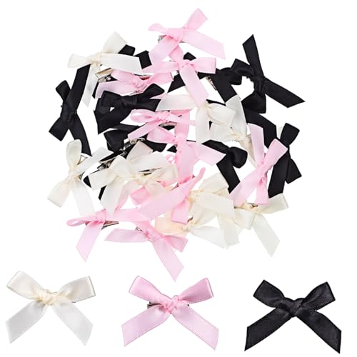 LALADEFIEE 30 Stück Mini-haarspangen Mit Schleife Haarschleifen-clips Haarspangen Für Damen Süßes Kopfschmuck Haarstyling-clips von LALADEFIEE