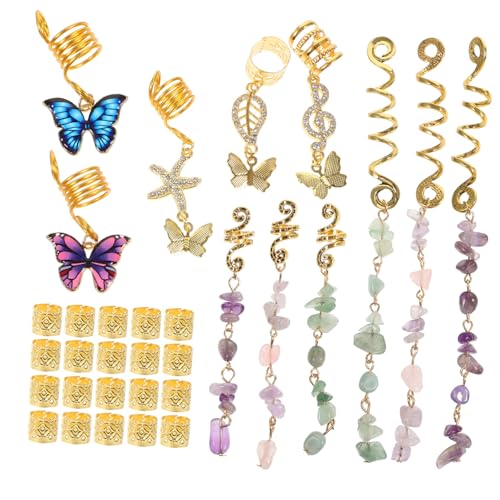 LALADEFIEE 31stücke Dreadlock Perlen Haarschmuck Flechtaccessoires Haaranhänger Zopf Schmuck Haarschmuck Flecht Zubehör von LALADEFIEE