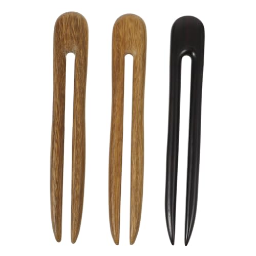 LALADEFIEE 3stücke U-förmigen Haar Stick Aus Holz Retro Design Für Frauen Dekorative Haarnadel Handgefertigt Aus Ebenholz Und Sandelholz Natürlicher Duft Glatt Und Poliert von LALADEFIEE