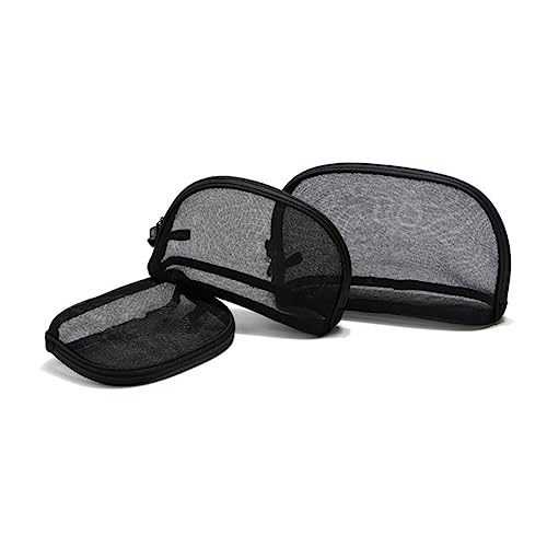 LALADEFIEE 3stücke Mesh Kosmetiktasche Organizer Mit Reißverschluss Schwarz Transparent Leicht Für Reise Make-up Taschen Netztasche von LALADEFIEE
