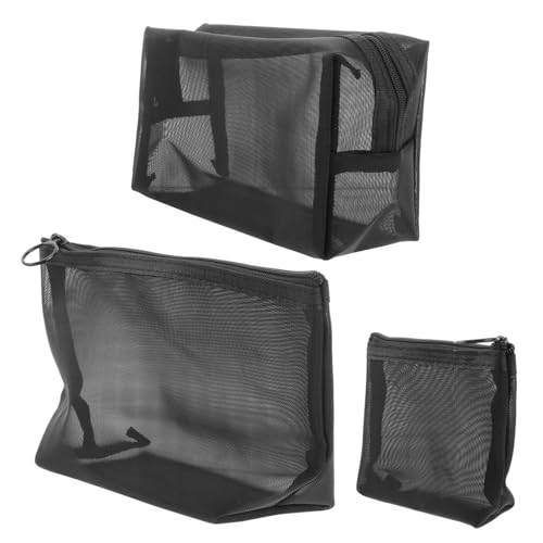 LALADEFIEE 3stücke Teiliges Aus Mesh-reiseaufbewahrungstaschen Tragbare Kosmetiktaschen Mit Reißverschluss Multifunktionale Organizer Für Reisebedarf Für Kosmetik Und Pflegeprodukte von LALADEFIEE