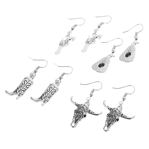 LALADEFIEE 4 Paare Cowgirl Hut Ohrringe Boho Dangle Ohrringe Damen Leicht Western Schmuck Modisch Langlebig Geschenkset von LALADEFIEE