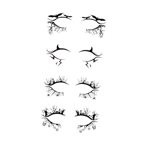 LALADEFIEE 4 Paare Selbstklebende Eyeliner-aufkleber Halloween Bat Spider Motive Praktische Augen Make-up Sticker Einfach Anzubringen für Party Karneval Fasching und Kostümierung von LALADEFIEE