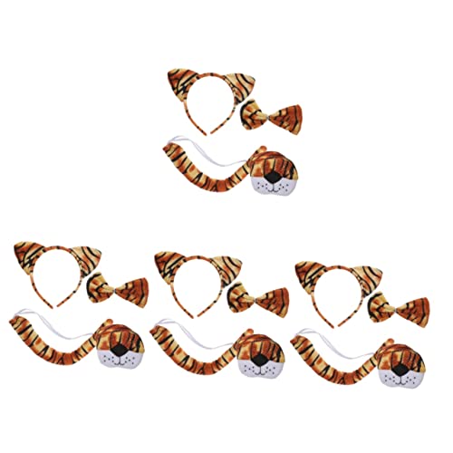 LALADEFIEE 4sätze Tiger Kostümset Für Junge Mädchen Tigerohren Fliege Und Nase Für Karneval Halloween Und Themenpartys Bequem Und Einfach Zu Tragen Für Tierkostüme Und Cosplay von LALADEFIEE