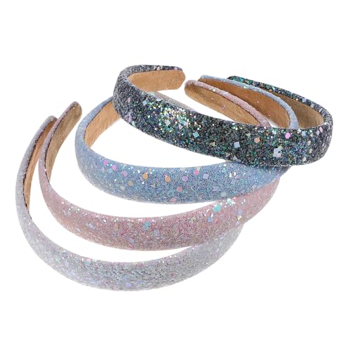 LALADEFIEE 4 Stck Teiliges Glitzer Haarband für Mädchen und Frauen Funkelnde Elastische Stirnbänder in Weiß und Dunkelblau Bequemes Langlebiges Zubehör für Alltag und von LALADEFIEE