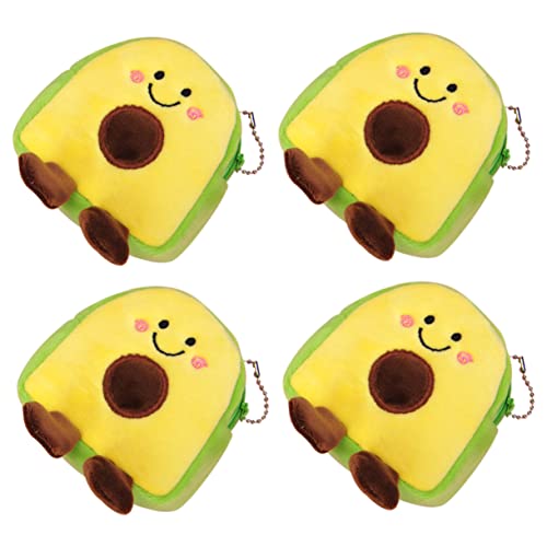 LALADEFIEE 4stücke Avocado-Form Plüsch Geldbörse Münztasche Kleines Portemonnaie Für Mädchen Wickeltasche Leicht Zu Tragen von LALADEFIEE