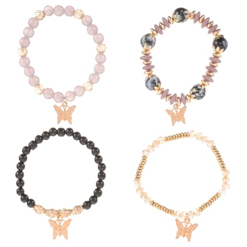 LALADEFIEE 4 Stück Butterflügel Armbänder für Damen Handgelenk Dekoration mit Einzigartigen Charms Aesthetische Schmuckstücke für und Besondere Anlässe von LALADEFIEE