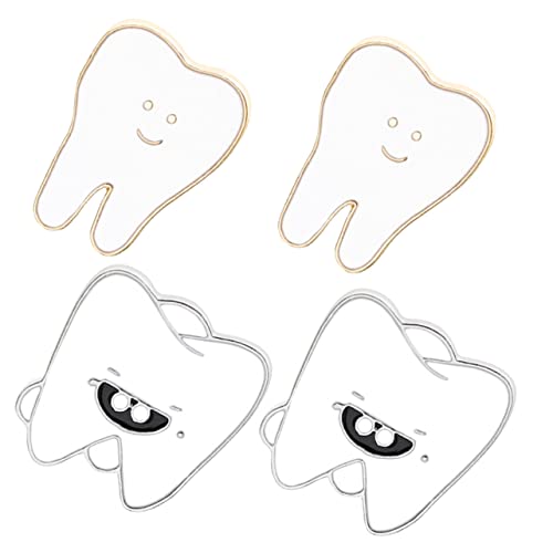 LALADEFIEE 4 Stück Cartoon Zähne Brosche Pin Lustige Abzeichen für Kleidung Taschen und Rucksäcke Kreative und Niedliche Accessoires für von LALADEFIEE
