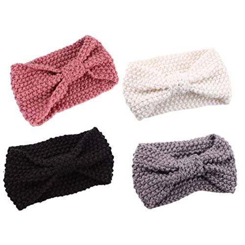 LALADEFIEE 4stücke Warmes Haarknoten Stirnband Für Damen Einstellbares Gestricktes Haarband Schwarz Weiß Und Bequemes Und Stilvolles Headwrap Für Kalte Tage von LALADEFIEE