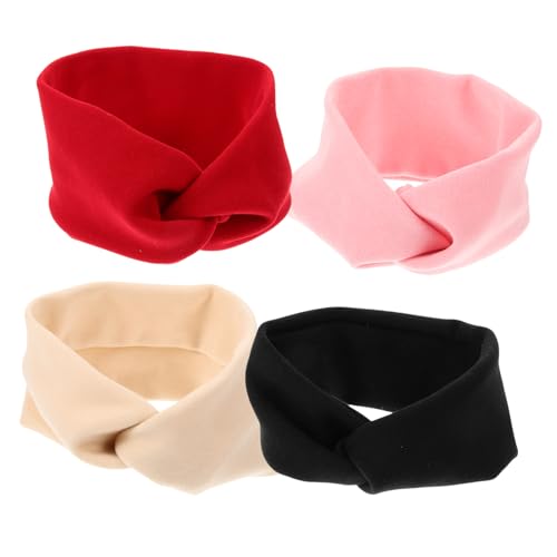 LALADEFIEE 4stücke Frauen Stirnband Elastisch Haarband Kreuz Muster Sport Kopfband Für Yoga Laufen Schwimmen von LALADEFIEE