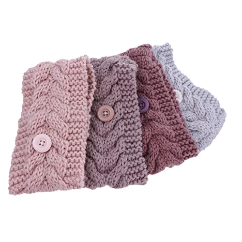 LALADEFIEE 4stücke Knopf Stirnband Gestricktes Elastisches Stirnband Für Gesichtsmaske Sport Winter Outdoor von LALADEFIEE