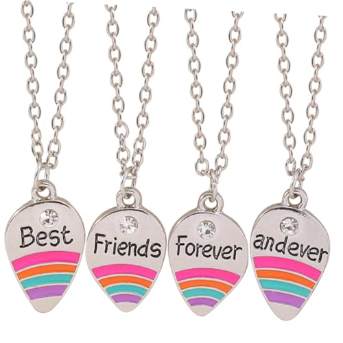 LALADEFIEE 4 Stück Freundschaftsketten für Mädchen mit Regenbogenmotiv Hautfreundlich und Angenehm Kreatives Schmuckgeschenk für Freundinnen Auffälliges Design für Alltag und Party von LALADEFIEE