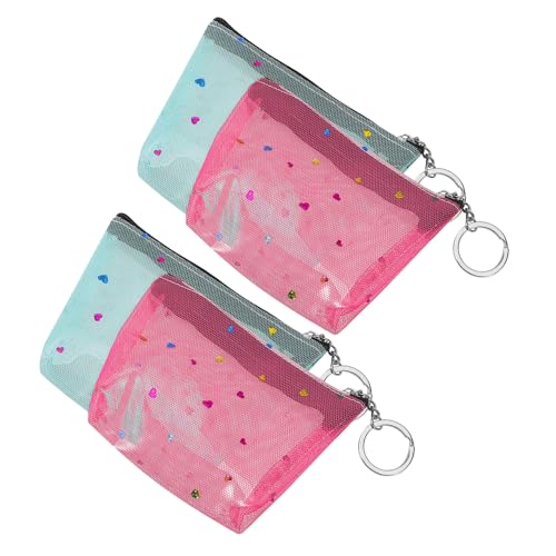 LALADEFIEE 4stücke Klare Geldbörse Mit Reißverschluss Kleine Geldbörse Für Frauen Durchsichtige Brieftasche Reißverschluss-Clutch Damengeldbörse Geldhalter Kleine Clutch Change Purse von LALADEFIEE