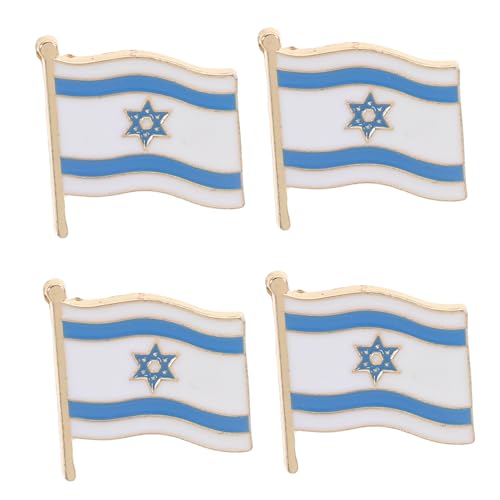 LALADEFIEE 4 Stück Israel Flagge Anstecknadeln Stilvolle Metallbroschen Patriotische Lapel Pins für Anzüge Feiern und Gedenkveranstaltungen von LALADEFIEE