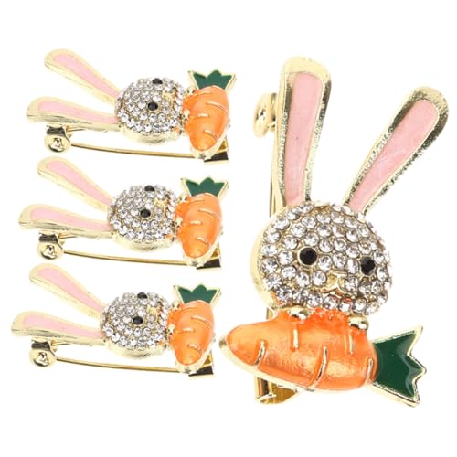 LALADEFIEE 4 Stück Kaninchen Broschen Damen Anstecknadeln aus Hochwertiger Legierung Langlebig und Fest Haftend für Kleidung Schals und Hüte Niedliches Cartoon Design Vielseitiges Accessoire von LALADEFIEE