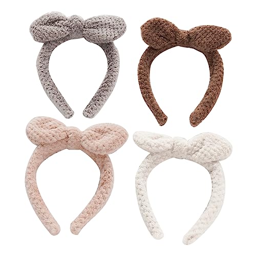 LALADEFIEE 4 Stück Plüsch Ohr Stirnband Mädchen Stirnband Carol-fleece-stirnband Weicher Haarreif Gesichts-make-up-turban Gesicht Haarband Waschen Make-up-accessoires Plüsch Haarband Stoff von LALADEFIEE