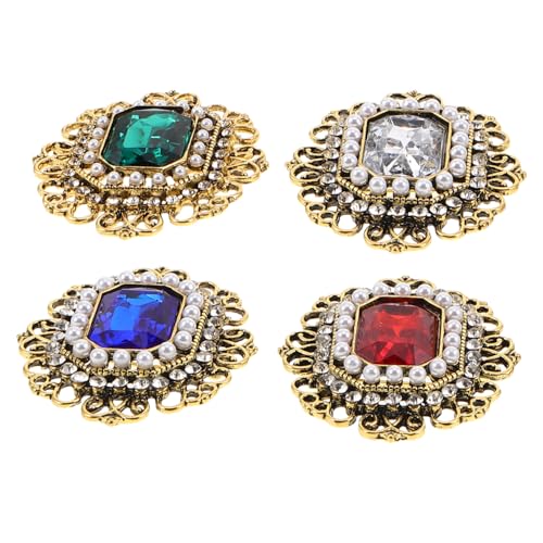 LALADEFIEE 4 Stück Retro Corsagen Vintage Inspirierter Schmuck Legierung Strass Kragennadel Vintage Schmuck Für Frauen Dekorative Brosche Hochzeitscorsage Modeschmuck von LALADEFIEE