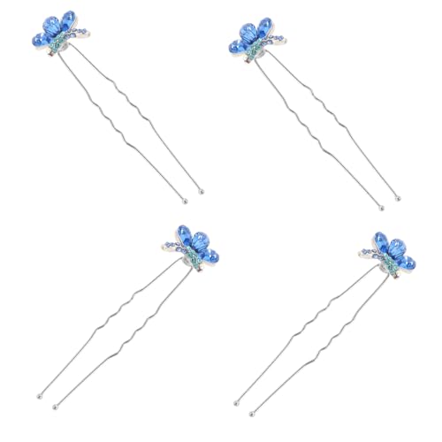 LALADEFIEE 4stücke Teiliges Braut Haarschmuck Mit Schmetterling Haarnadeln Elegante Haarspangen Für Hochzeiten Partys Und Besondere Anlässe Robust Und Funkelnd Mit Strassverzierungen Für von LALADEFIEE