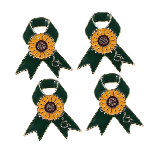 LALADEFIEE 4 Stück Sonnenblumen Schleifen Broschen aus Legiertem Material Leichter Charity Anstecker für Unterstützer und Freiwillige Modische Blüten Brosche für Kleidung Anzüge Kleider und von LALADEFIEE