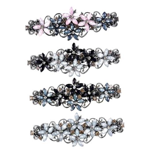 LALADEFIEE 4stücke Wasserstein Blumen Haarklammern Vintage Ponytail Clips Für Frauen Glitzernde Haarspangen Für Verschiedene Anlässe Einfach Zu Tragen Stylen von LALADEFIEE