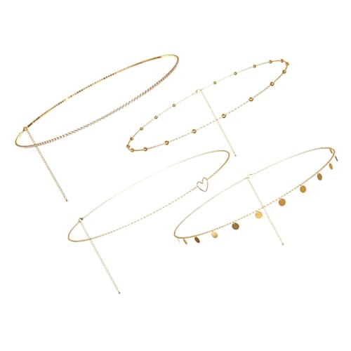 LALADEFIEE 4 Stück Taillenkette Damen Teiliges Goldfarbene Verstellbare Körperkette mit Funkelnden Strasssteinen Vielseitiger Schmuck für Strandpartys Abendkleider und Festliche Anlässe von LALADEFIEE