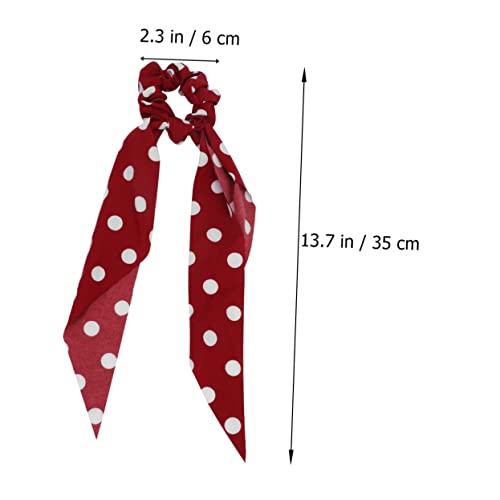 LALADEFIEE 4 Stück Teiliges Elastisches Scrunchie mit Gepunktetem Schleifen Design Langlebige Haargummis für Damen Vielseitig Dehnbar Ponytail Halter für Alltag und Festtage Zufällige Farbe von LALADEFIEE