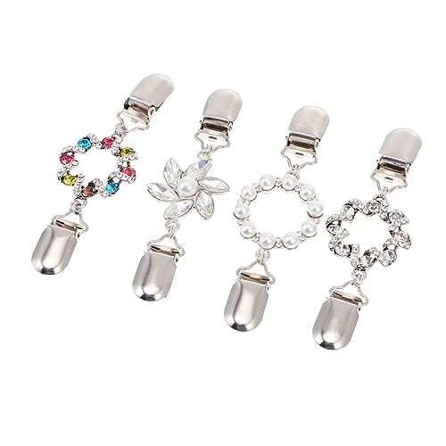 LALADEFIEE 4 Stück Teiliges Retro Broschen mit Strickjacken Clips Hochwertiger Legierung Vielseitige Schmuckbroschen für Damen Bunte Schalverschlüsse und Pullover Clips zur Kleidung von LALADEFIEE