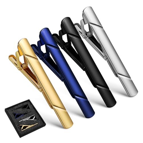 LALADEFIEE 4 Stück Teiliges Schlichte Krawattenklammern aus Kupfer für Herren Minimalistisches Design Vielseitige Farben für Business Hochzeit und Formelle Anlässe Stilvolle Anzug von LALADEFIEE