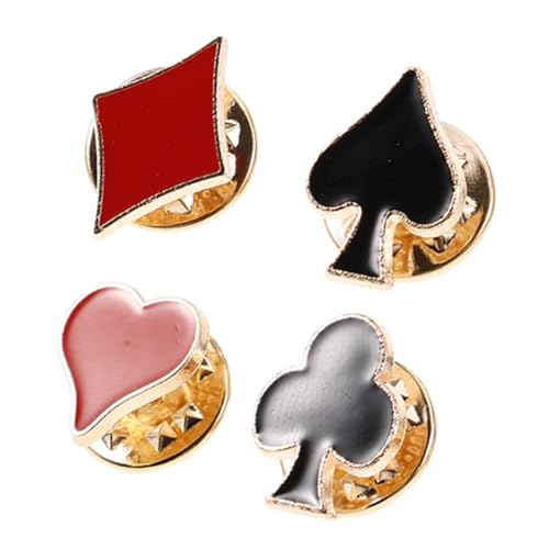 LALADEFIEE 4 Stück Teiliges Spielkarten Brosche Anstecknadel Langlebigem Dekorative Anstecknadeln für Anzüge Rucksäcke für Kartenspiel Enthusiasten von LALADEFIEE
