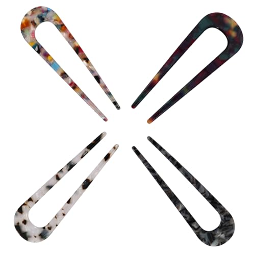 LALADEFIEE 4 Stück Teiliges U Förmige Vintage Haarnadeln aus Hochwertigem Acetat Retro Haarforken für Damen Stilvolle Haarschmuck Accessoires Passend für Alltag Party und Festivals von LALADEFIEE