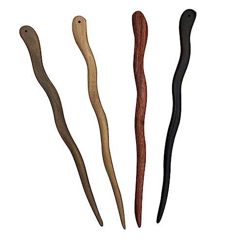 LALADEFIEE 4stücke Teiliges Aus Dekorativen Holz-haarstäbchen Aus Sandelholz Chinesische Haarnadeln Für Elegante Hochsteckfrisuren Für Damen Für Freunde Und Familie von LALADEFIEE