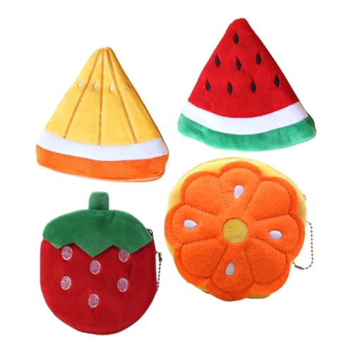 LALADEFIEE 4stücke Obstform Geldbörse Münztasche Plüsch Cartoon Portemonnaie Kartenetui Für Damen Und Mädchen von LALADEFIEE