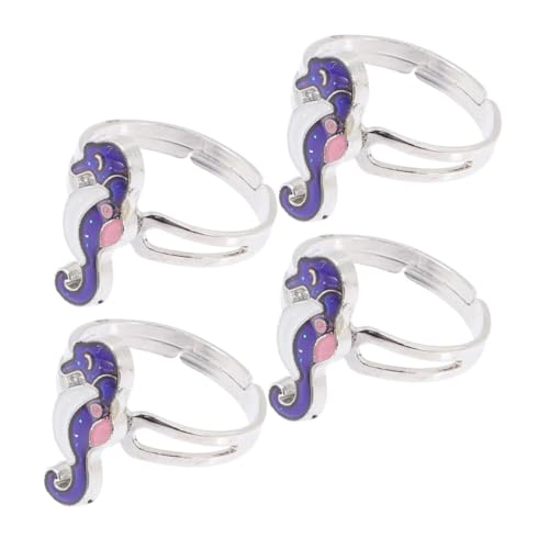 LALADEFIEE 4pcs Niedliche Seepferdchenringe Ozeantier Offene Ringe Für Frauen Modestapel Erweiterbarer Fingerringe LALADEFIEE 4pcs Niedliche Seepferdchenringe Ozeantier Offene Ringe Für Frauen Modestapel Erweiterbarer Fingerringe von LALADEFIEE