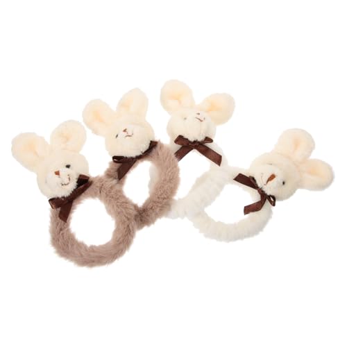 LALADEFIEE 4stücke Elastische Haargummis in Hasenform Plüsch Haarschmuck Haarbänder Für Mädchen Und Frauen Gemischter Stil von LALADEFIEE