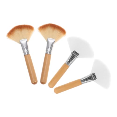 LALADEFIEE 4stücke Fächer Make-up Pinsel Für Textmarker Mehrzweck-make-up Damen Gesichts-tool Aus Naturholzborsten Mit Langem Griff Für Loose Puder von LALADEFIEE