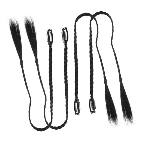 LALADEFIEE 4stücke Geflochtene Pferdeschwanzverlängerung Aus Kunsthaar Lange Pferdeschwanz Extensions Für Frauen Einfache Haarverlängerung Hautfreundliches Material Zum Verbinden Und Stylen v von LALADEFIEE