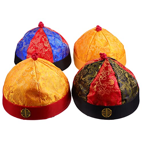 LALADEFIEE 4stücke Kreative Qing-stil-hüte Performance-requisiten Mit Zöpfen Für Theater Und Feste von LALADEFIEE