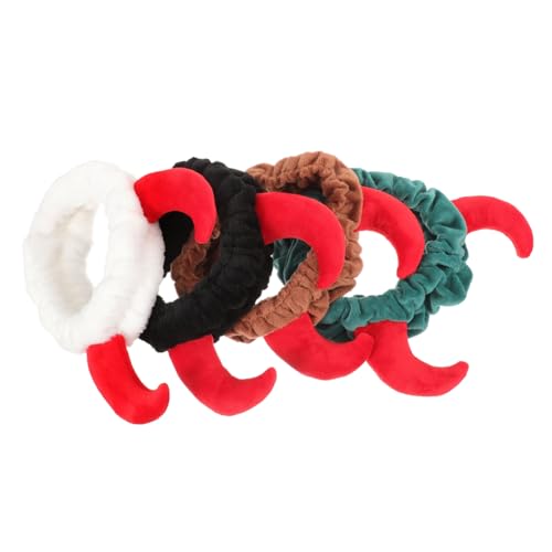 LALADEFIEE 4stücke Teufelshorn Make-up Haarband Für Flauschiges Elastisches Gesichtswaschen Haarband Für Kosmetik Und Spa Anwendungen von LALADEFIEE