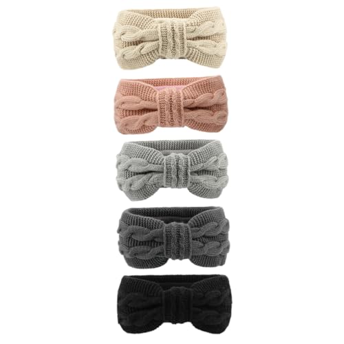 LALADEFIEE Stylisches 5 Stück Breiter Acryl Garn Stirnbänder mit Schleife Elastisch für Yoga Sport Outdoor von LALADEFIEE